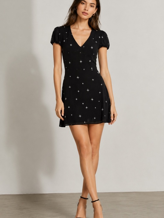 Reformation Dresses & Skirts - Reformation Black Star-Embellished V-Neck Mini Dress